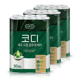 코디 제주 오름 알로에 베라 화장지 30m 30롤 3팩