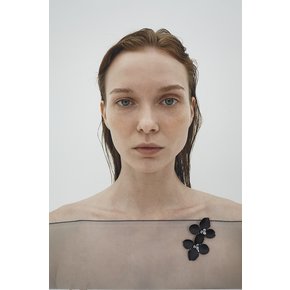 Fleur Twin Brooch - Black