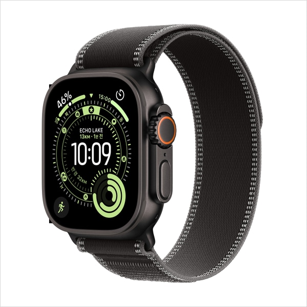 (2차) 애플워치 울트라 3 셀룰러 49mm 블랙 티타늄, 블랙차콜 트레일 루프 (SM) MF1D4KH/A