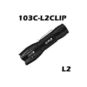 103C-L2 랜턴  LED XM-L2 CLIP형 줌 서치 라이트  AAA건전지 18650충전지 호환 작업랜턴 라이딩 하이킹 손전등 등산 낚시 후레쉬 캠핑랜턴