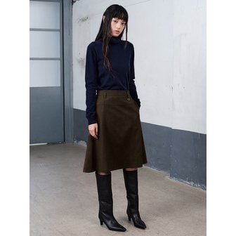 구호 플러스 Midi ALine Skirt Yellowish Brown (KE5X27M04B)