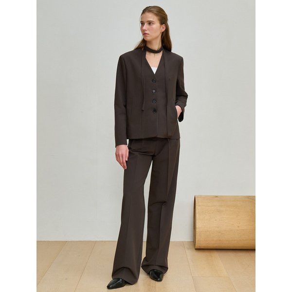 [세트] 프렌치 타이 자켓 + 프렌치 투턱 슬랙스 딥브라운 J1954