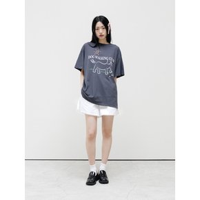 DOG WALKING CLUB OVER FIT TEE_CHARCOAL GREY