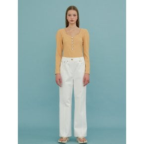 coated pants_glossy white