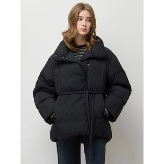 시슬리 하이넥 벨티드 푸퍼 패딩 점퍼_SAPDE2561BK