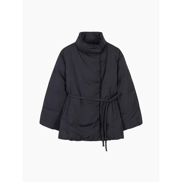 하이넥 벨티드 푸퍼 패딩 점퍼_SAPDE2561BK