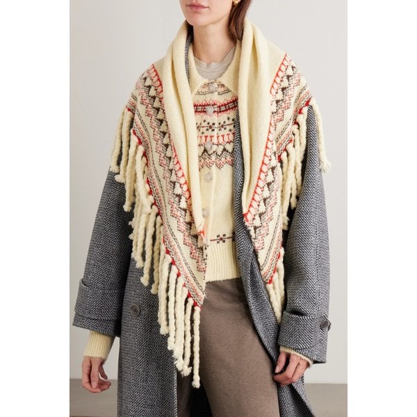 게스트인레지던스 클라우드 샬레 프린지 페어 아일 울 캐시미어 블렌드 숄 46376663162950304
