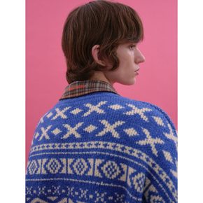 Fair Isle Jacquard Overfit Pullover  Blue (MS3Y51A44P)