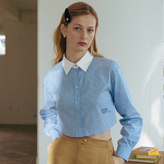 로라로라 CROP COLLAR SHIRT BLUE