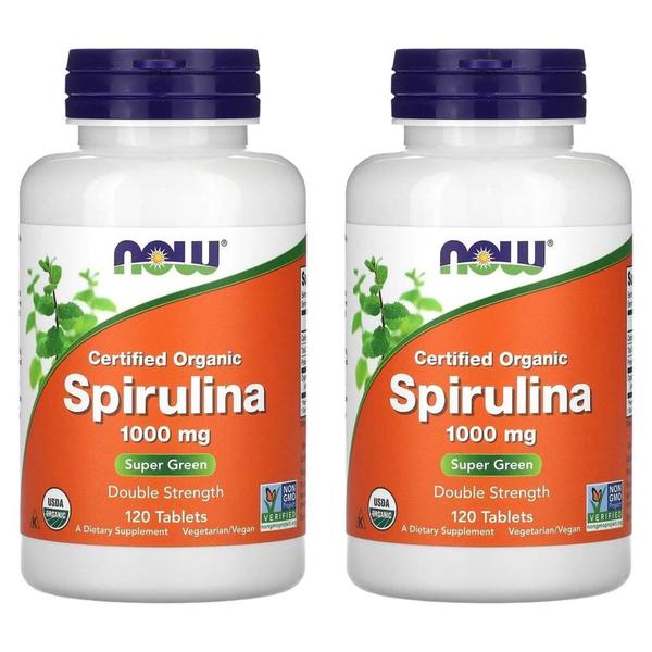 [해외직구] NOW Foods 나우푸드 O 스피루리나 슈퍼 그린 1000mg 120정 2팩