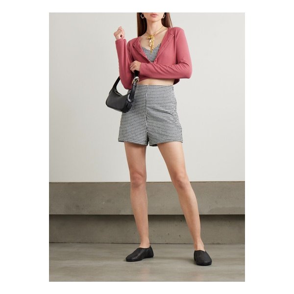 리셋 로렌 크롭 브러시드 스트레치 니트 가디건 와인 레드 1647597360163551