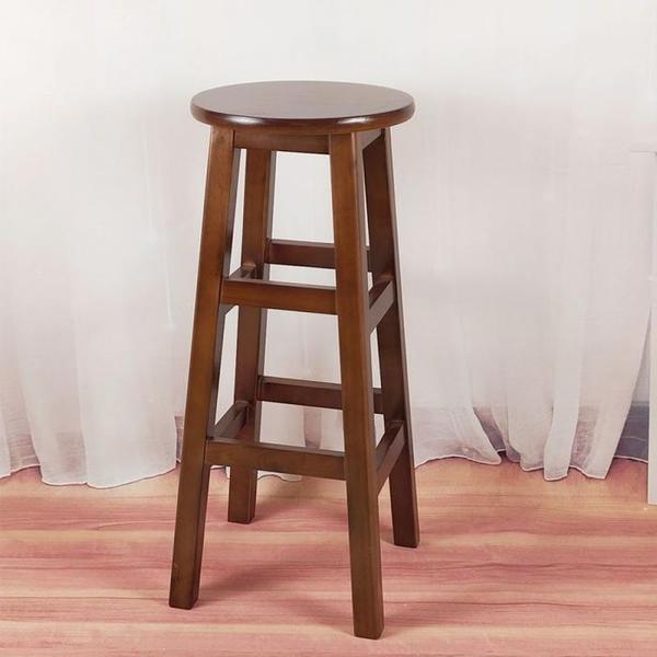 간단조립식 라운드바 원목 의자(80cm) (다크브라운)(1)