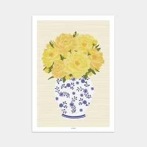 돈 들어오는 노란 모란꽃 목단꽃 인테리어 아트 포스터 그림 액자