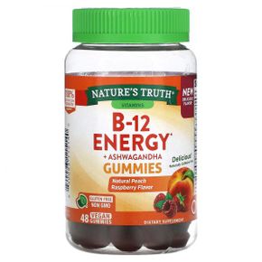 Nature`s Truth (네이처스 트루스) B-12 Energy + Ashwagandha Gummies 천연 복숭아 라즈베리 구미 48개