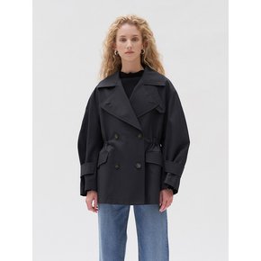 TTF DOUBLE HALF TRENCH COAT NAVY