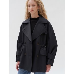 TTF DOUBLE HALF TRENCH COAT NAVY