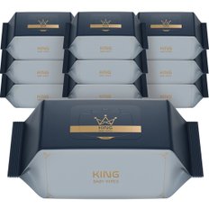  킹 더 도톰한 86gsm 골드블루 저자극 엠보싱 아기물티슈 슬림캡형, 70매, 10팩