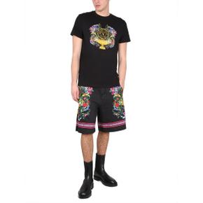 진스 꾸뛰르 Shorts BERMUDA SHORTS WITH PRINT BLACK 74GAD3BG_FS076G89