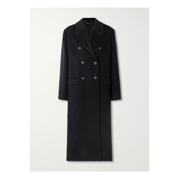 더블 브레스트 브러시드  캐시미어 코트 블랙 46376663162930915