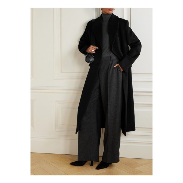 더블 브레스트 브러시드  캐시미어 코트 블랙 46376663162930915