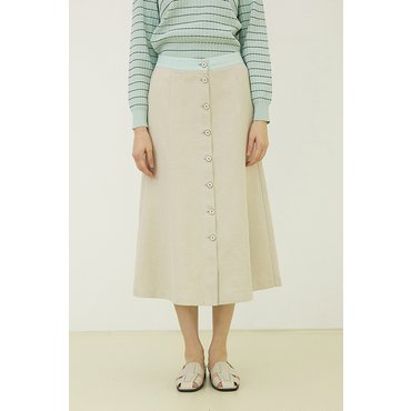 LAFEL 라펠소로브 컬러 콤비 버튼 스커트LNSS1461