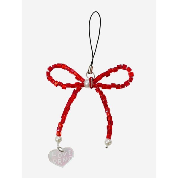 Red Ribbon Beads Strap