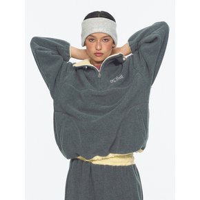Two Tone Warm Fleece Half Zip Pullover_Charcoal