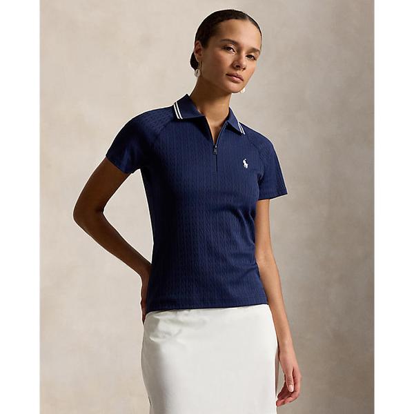 폴로 골프 여성 케이블 자카드 쿼터 지퍼 폴로 셔츠(WMXGKNINB920396410)