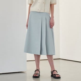 미테 PLEATS SLIT SKIRT_LIGHT BLUE