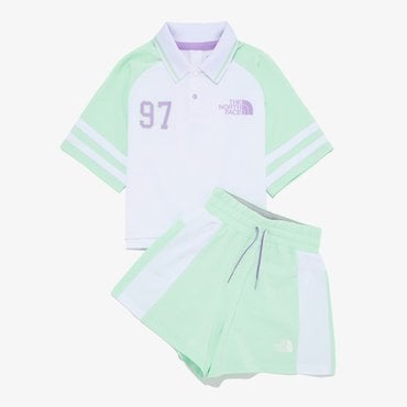 노스페이스 [노스페이스키즈 공식] NT7UR25T 걸즈 에이스 크루 세트 PASTEL GREEN