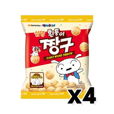  흰둥이 짱구 크림치즈맛 봉지스낵 띠부씰포함 70g x 4개