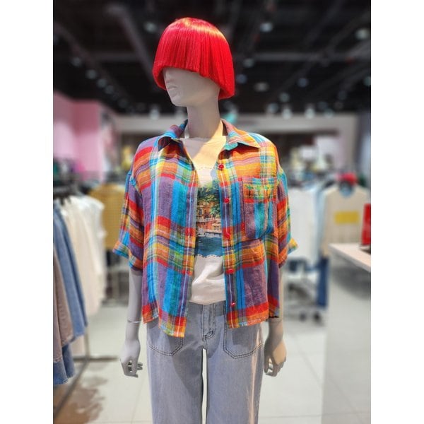 [부산점] 오픈 카라 빅 체크 블라우스 BABLB1631MU