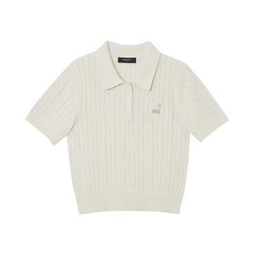 캉골 우먼스 숏슬리브 칼라 니트 1900 아이보리 (KREWKN19000)