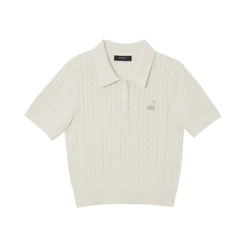 캉골 우먼스 숏슬리브 칼라 니트 1900 아이보리 (KREWKN19000)