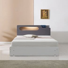 멜리브 LED 3서랍 Q 침대+독립매트 SNF