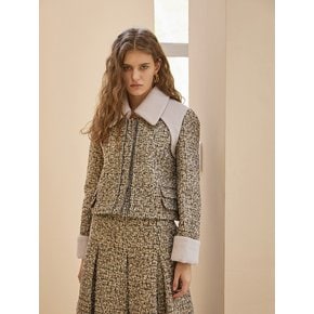 Color Block Gold Tweed Short Jacket