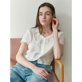 Rosie Crop Linen Blouse White_S241BL03