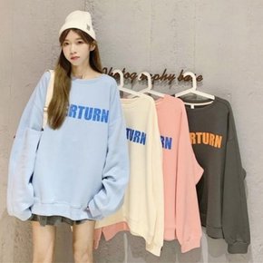 여성 데일리 영문 기모 라운드 맨투맨 티셔츠 (8969034A)