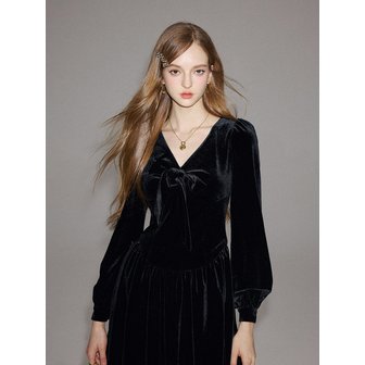 신스덴 벨벳 리본 미니원피스