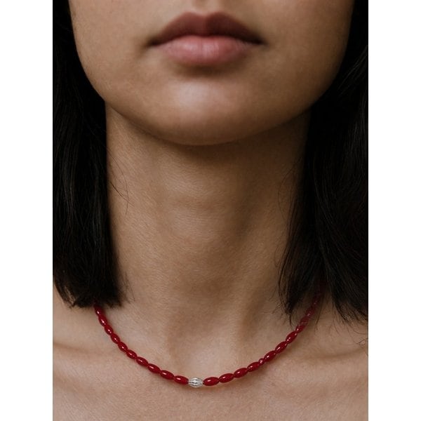glass bead necklace [Silver925]