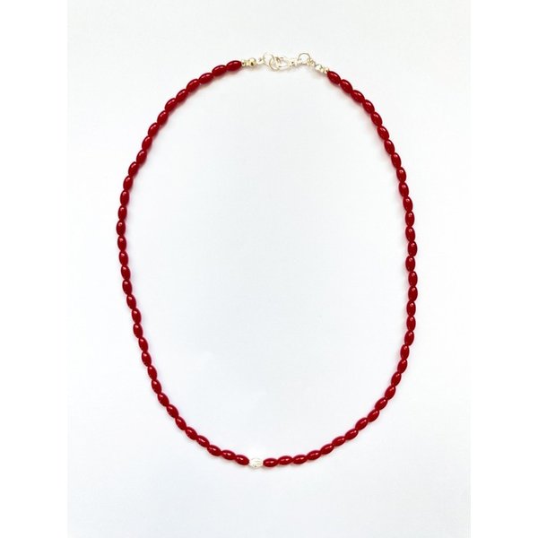glass bead necklace [Silver925]