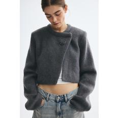 모헤어 블렌드 크롭트 가디건 다크 그레이 1366274002