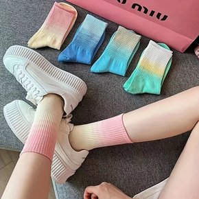 파스텔무지개양말 4켤레 세트
