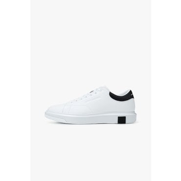 ARMANI EXCHANGE AX 남성 디보싱 로고 플랫폼 레더 스니커즈- 화이트(A414375004)