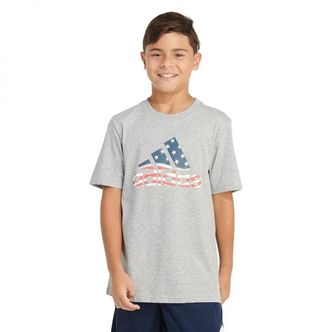 아디다스 키즈 아디다스 SS USA Hthr 티셔츠 24(Toddler/Little Kid/Big Kid) - 그레이 헤더 9435341