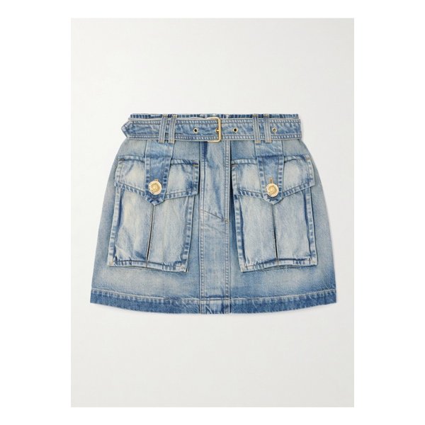 벨트 데님 미니 스커트 라이트 데님 46376663162844033