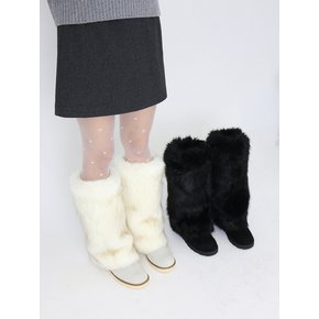 Bear Fur Long Boots Ivory