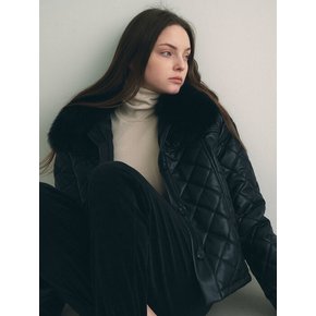 Fur quilting short jacket - black