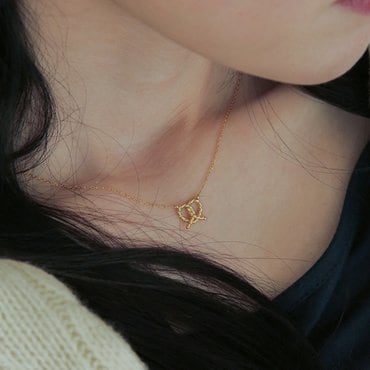 모던라이크 [ 본사정품 / 실크 파우치 쇼핑백 증정 ] 14k 골드필드 실버 앤틱 꼬임 프레첼 하트 목걸이