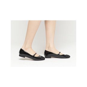 LIA Single 스트랩 플랫 Patent Leather Black